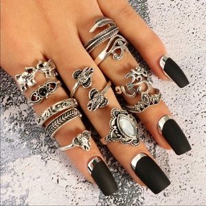 Boho ⚜️11 piece Boho geometric elephant ring set